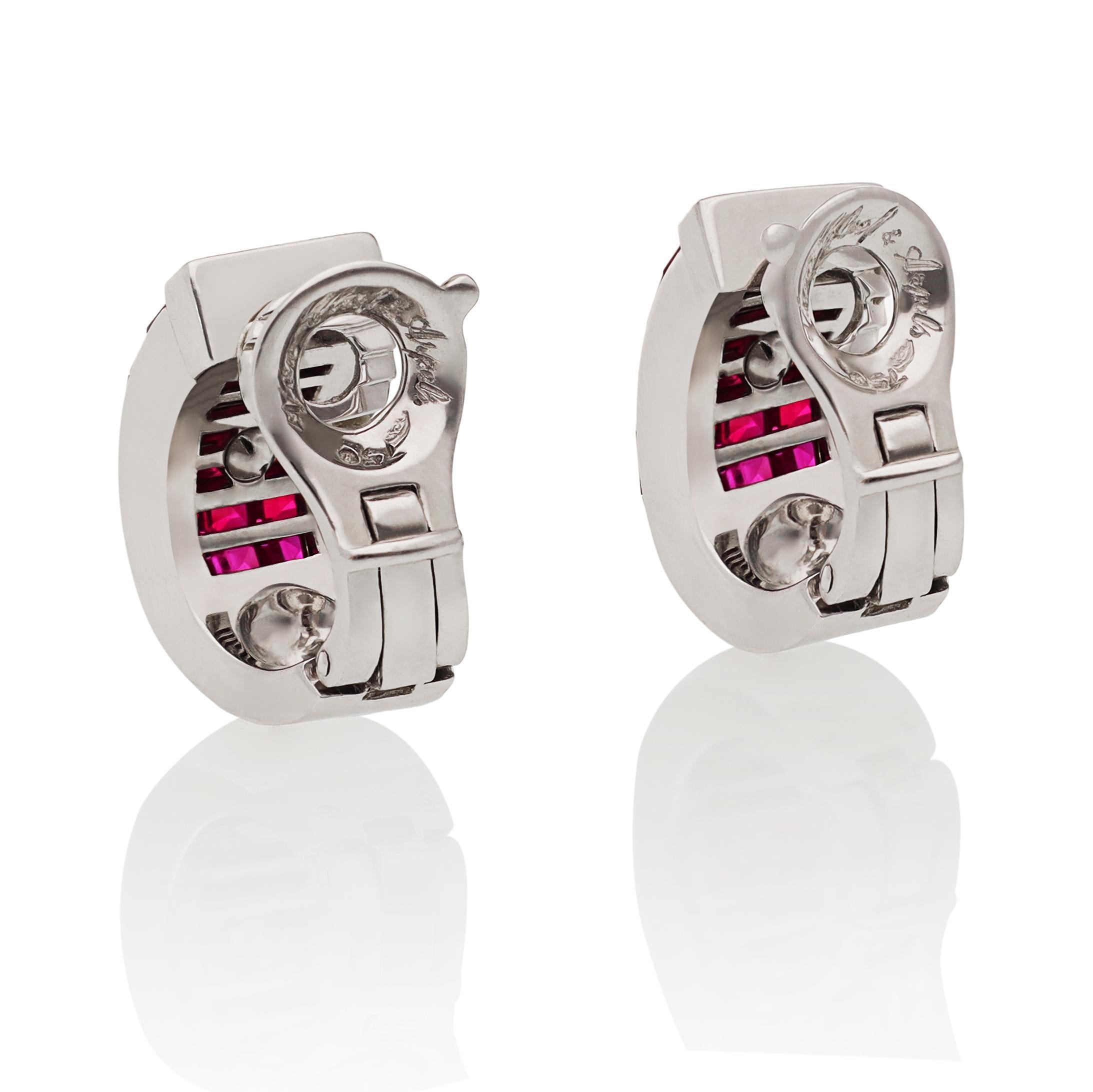 Women's or Men's VAN CLEEF & ARPELS 'Mystery-Set Ruby Pont Neuf Huggie Earrings For Sale