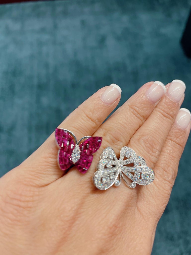 Van Cleef and Arpels MysterySet Ruby Two Flying Butterfly Ring For