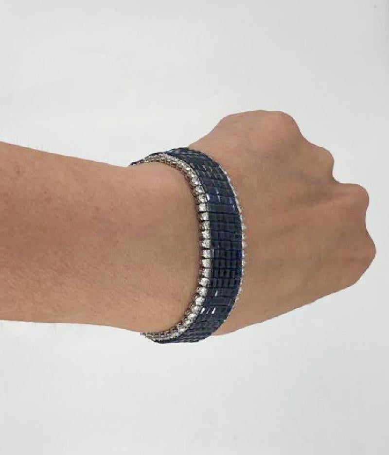 Van Cleef & Arpels Mystery-Set Sapphire, Diamond Bracelet In Good Condition For Sale In New York, NY