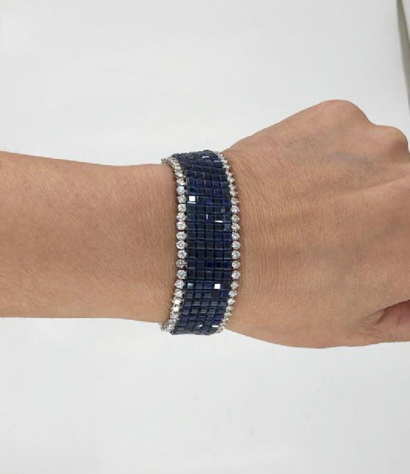 Women's Van Cleef & Arpels Mystery-Set Sapphire, Diamond Bracelet For Sale