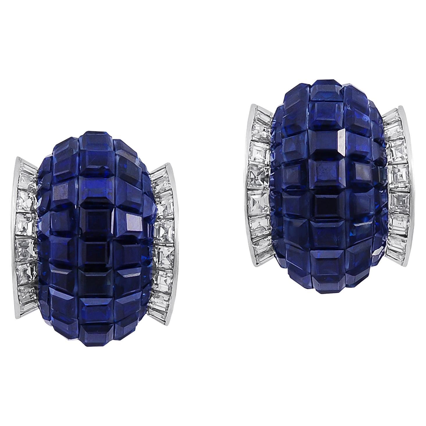 Van Cleef & Arpels Mystery-Set Sapphire, Diamond Earrings