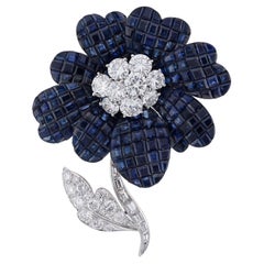 Van Cleef & Arpels Mystery-set Sapphire Diamond Flower Brooch