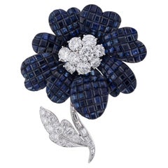 Van Cleef & Arpels Mystery-set Sapphire Diamond Flower Brooch
