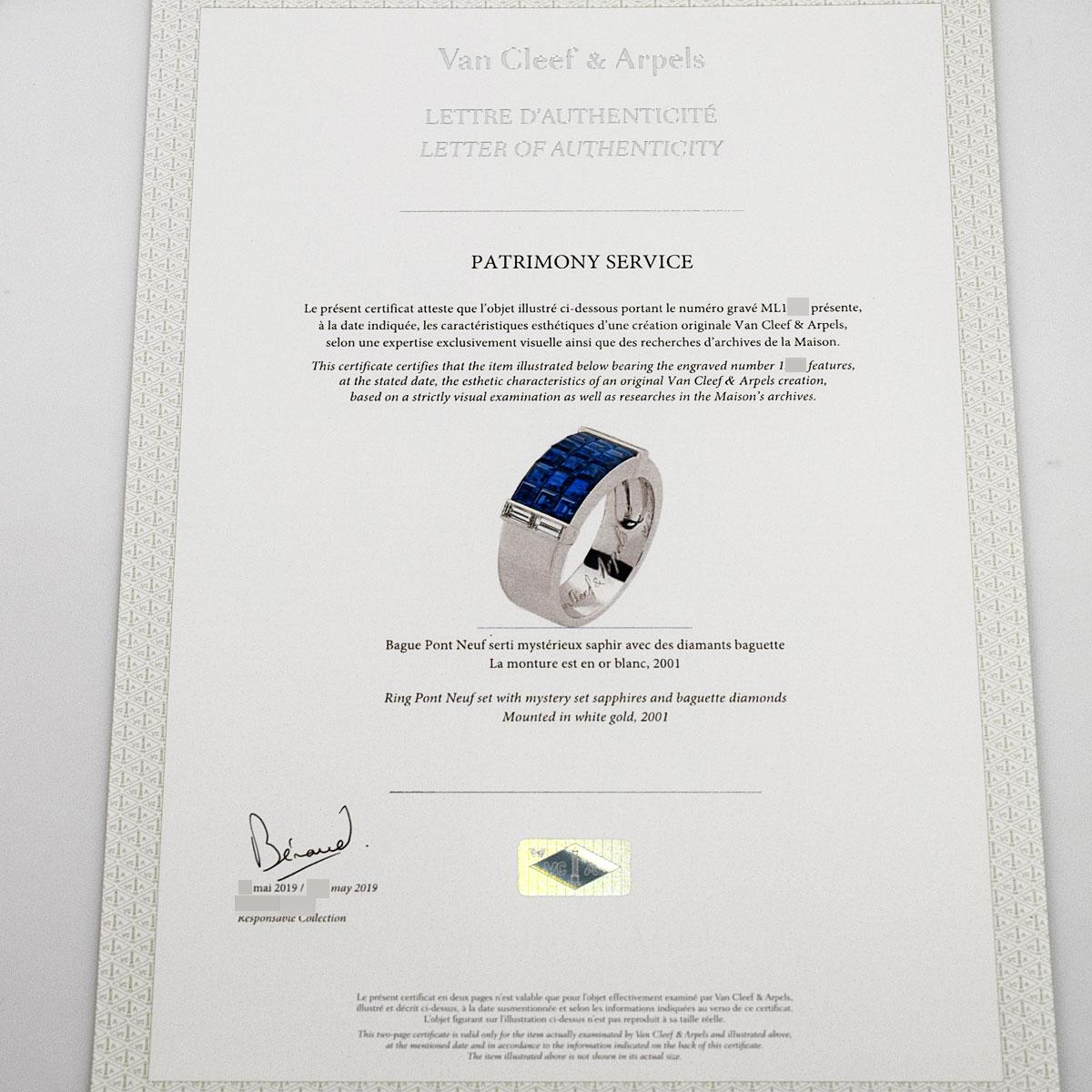 Van Cleef and Arpels Mystery Set Sapphire Diamonds Gold Pont Neuf Ring