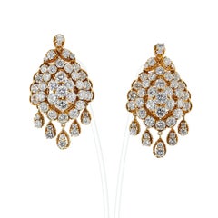 Van Cleef & Arpels Natural Diamond 18K Yellow Gold Necklace and Earring Set