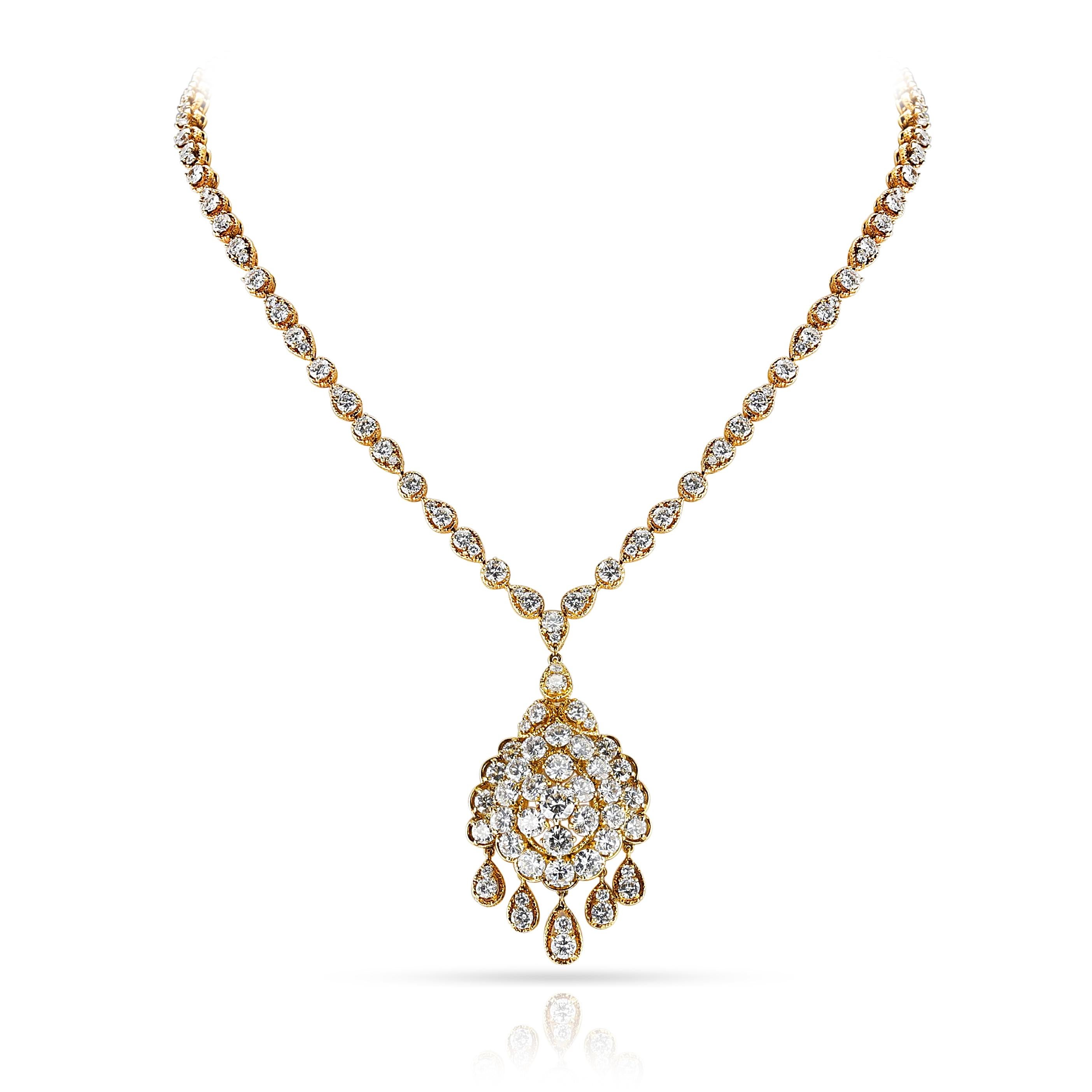 Van Cleef & Arpels, collier et boucles d'oreilles en or jaune 18 carats avec diamants naturels en vente 4