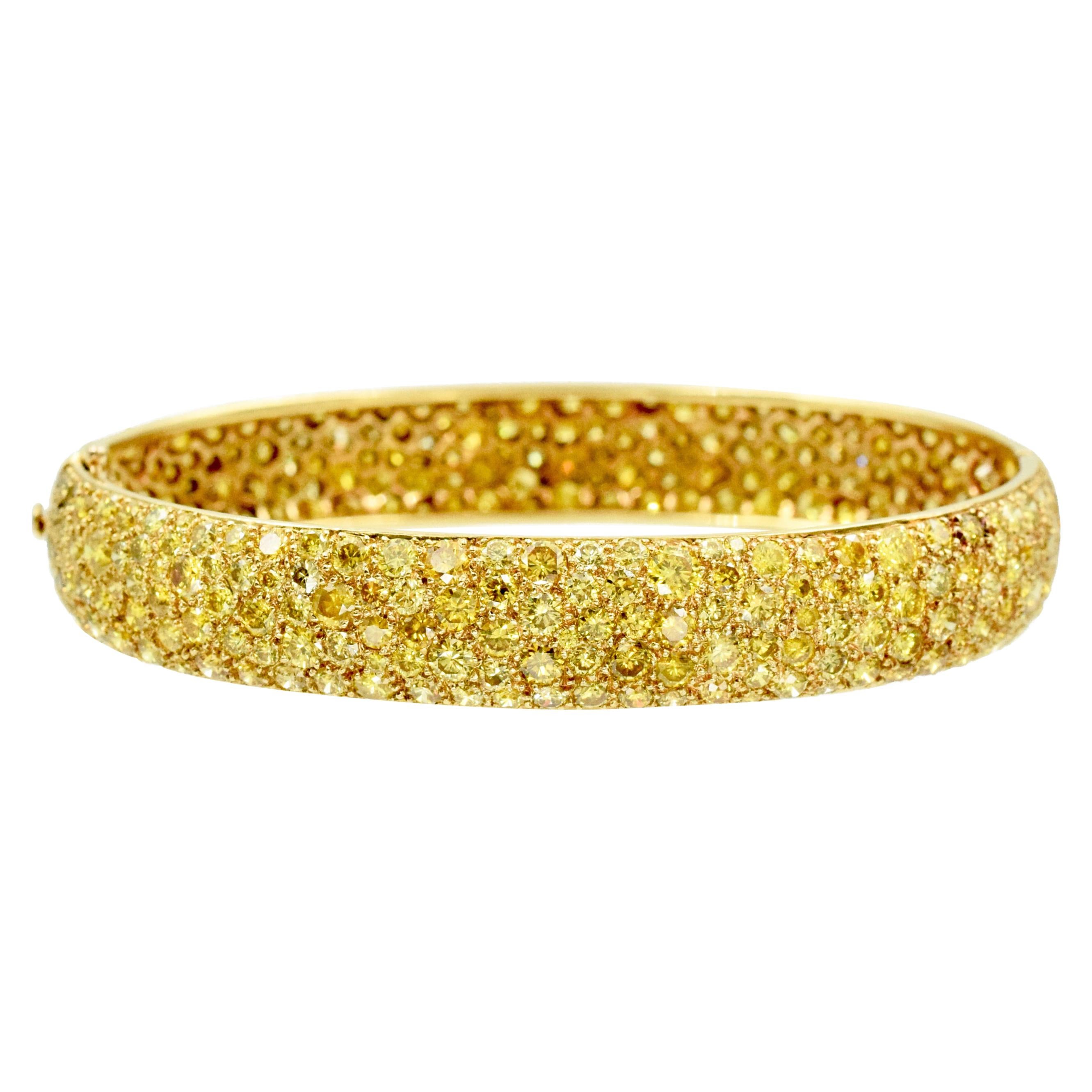 Van Cleef & Arpels Natural Fancy Yellow Diamond Bangle Bracelet, French