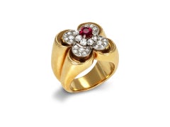 Van Cleef & Arpels Natural Unenhanced Ruby and Diamond Ring, circa 1945