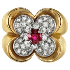 Van Cleef & Arpels Natural Unenhanced Ruby and Diamond Ring, circa 1945