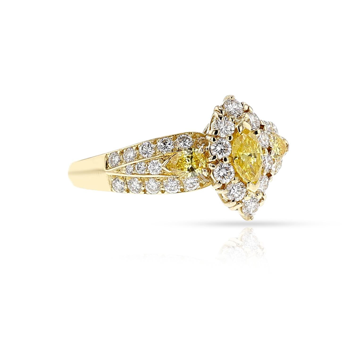 Van Cleef & Arpels Natural Yellow and White Diamond 18K Yellow Gold Ring For Sale 2