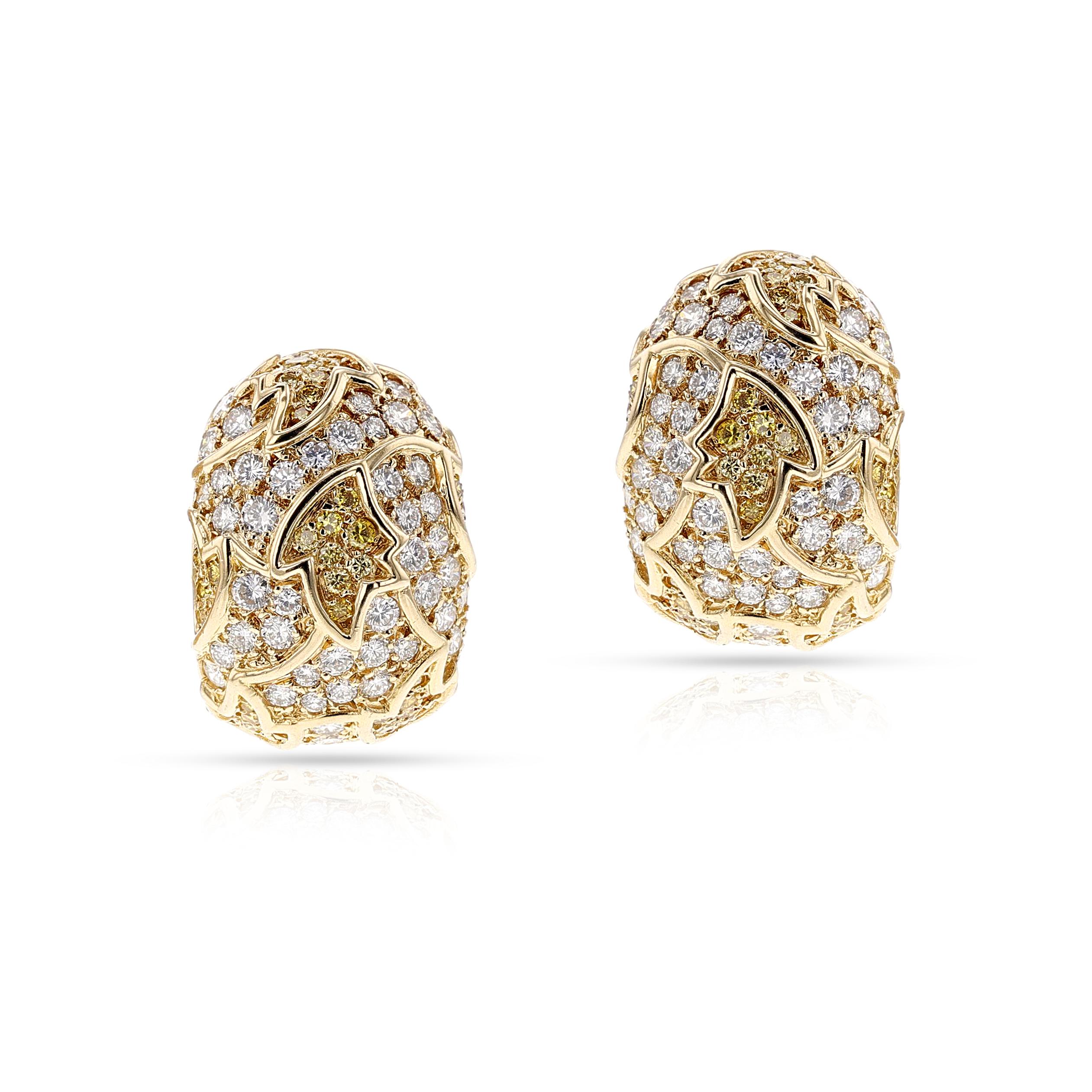 Van Cleef & Arpels Natural Yellow & White Diamond Necklace and Earring Set For Sale 13