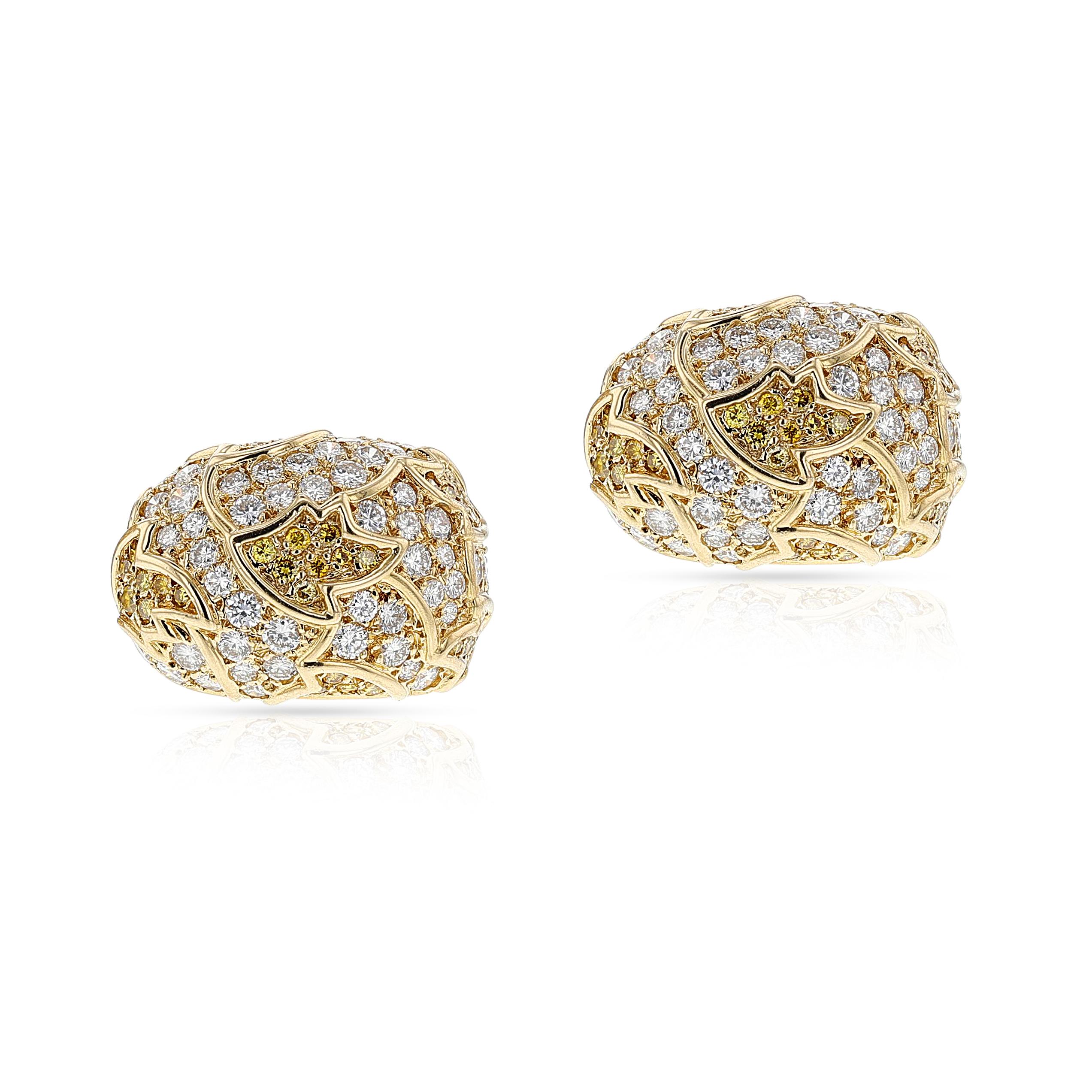 Van Cleef & Arpels Natural Yellow & White Diamond Necklace and Earring Set For Sale 15