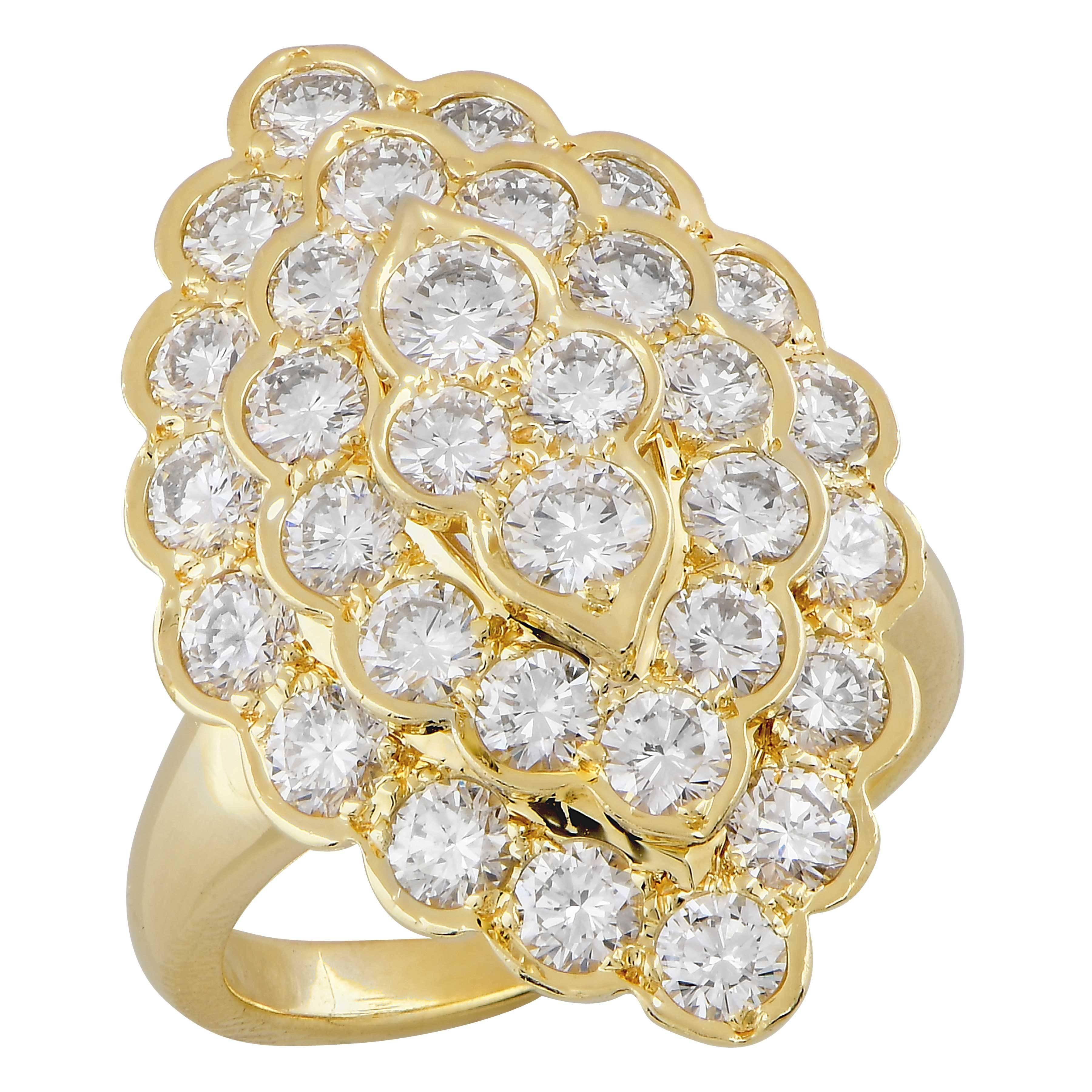Modern Van Cleef & Arpels Navette Shape Diamond Cocktail Ring in 18 Karat YG For Sale
