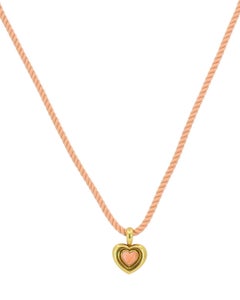 Van Cleef & Arpels Necklace 18k Gold Coral Heart Silk Cord Necklace