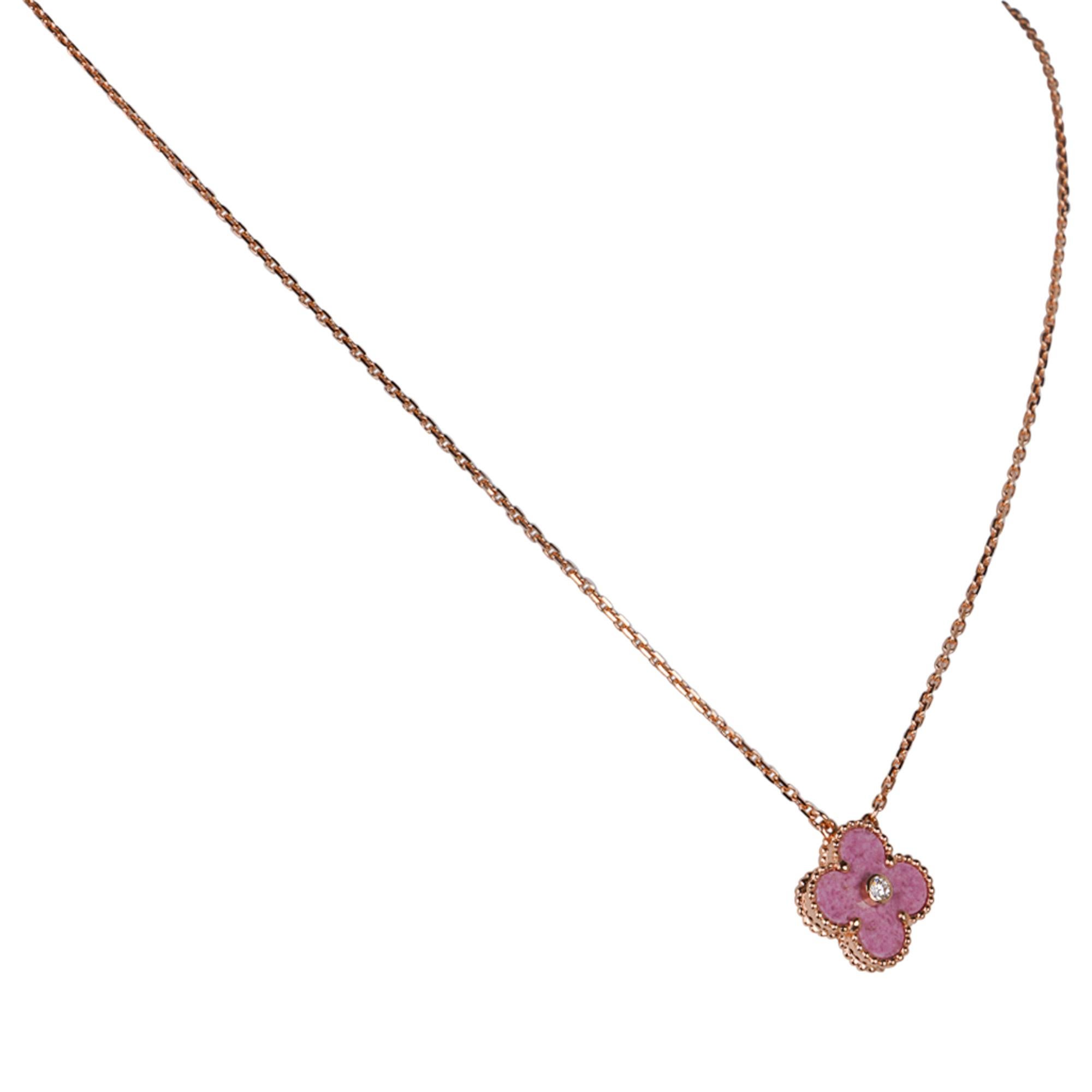 Van Cleef and Arpels Necklace 2021 Holiday Rhodonite Alhambra Diamond ...