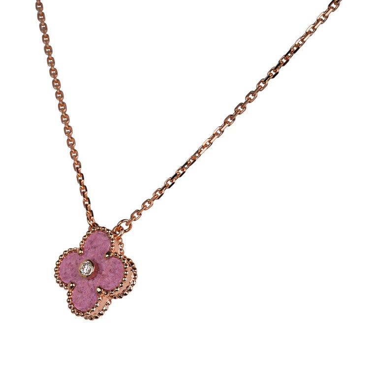 Van Cleef and Arpels Necklace 2021 Holiday Rhodonite Alhambra Diamond ...