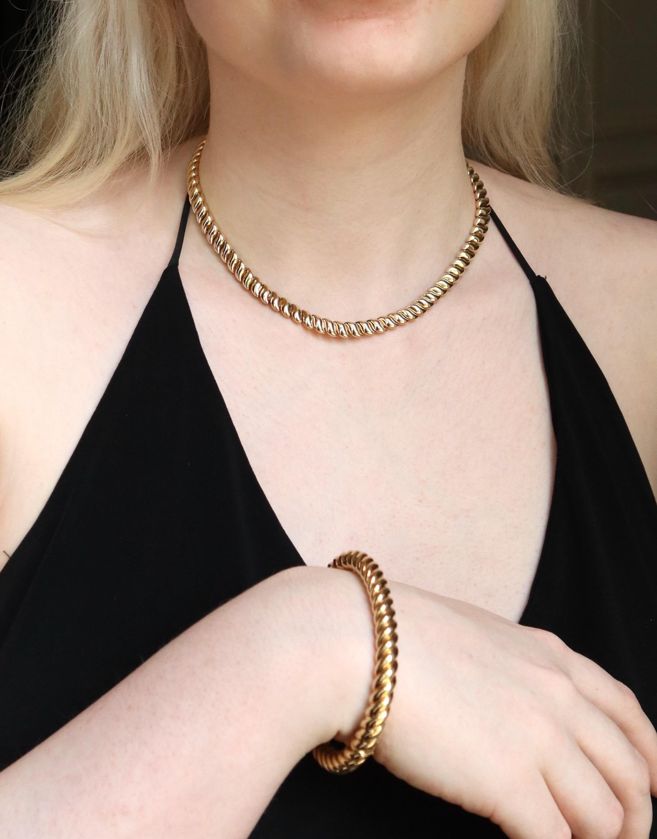 Van Cleef & Arpels Halskette und Armband aus 18 Karat Gelbgold im Zustand „Gut“ im Angebot in Paris, FR