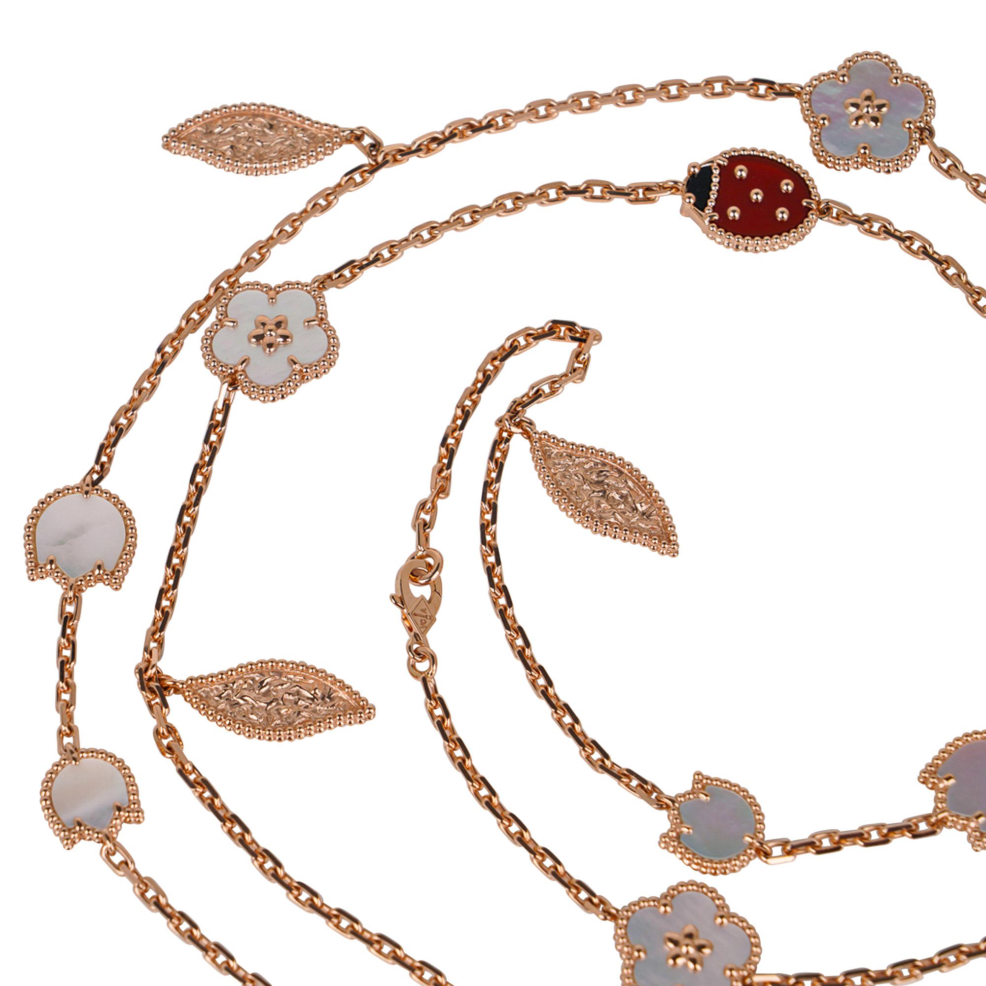 Van Cleef & Arpels Necklace Lucky Spring 15 Motifs Rose Gold New w/ Boxe 5