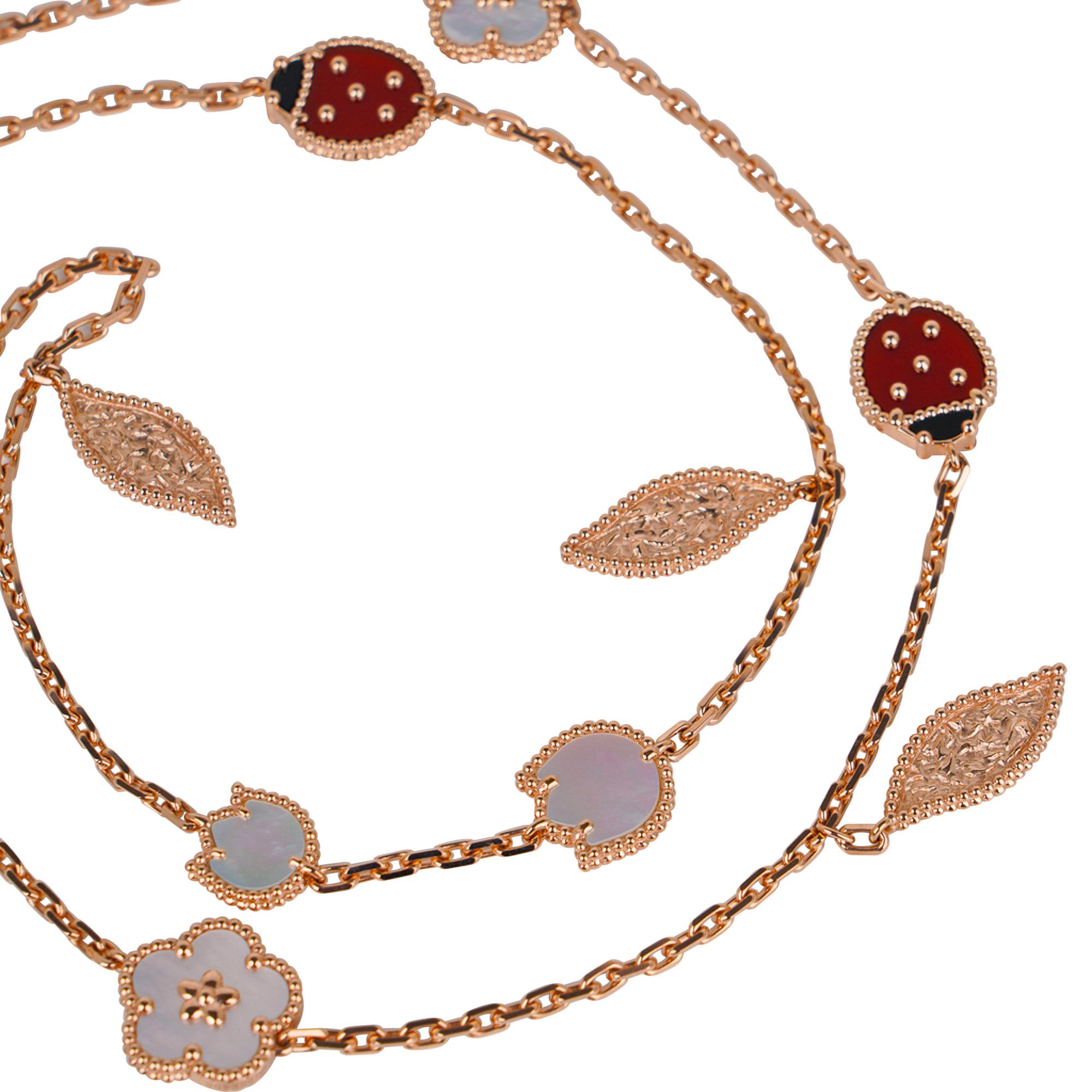 Van Cleef & Arpels Necklace Lucky Spring 15 Motifs Rose Gold New w/ Boxe In New Condition In Miami, FL