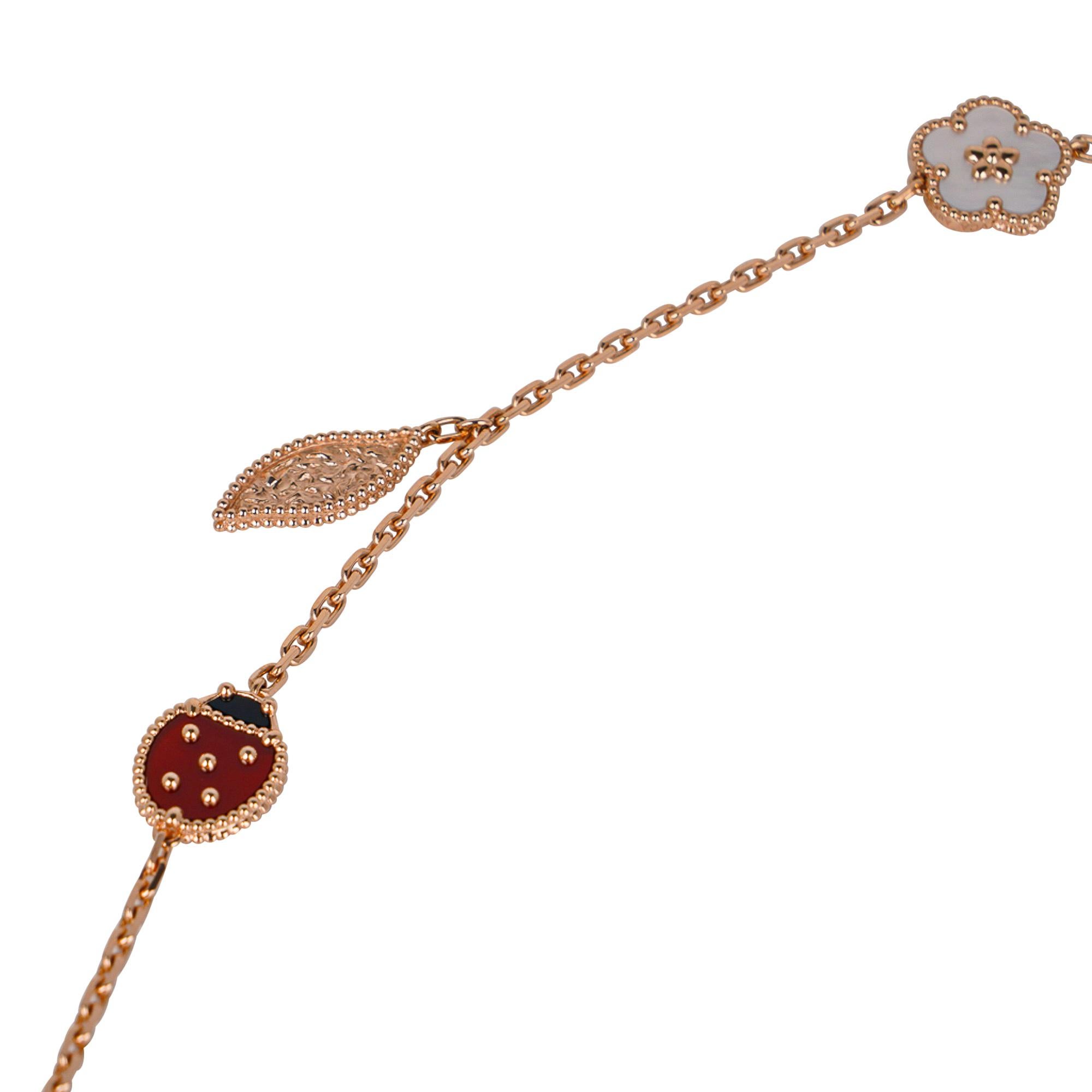 Women's Van Cleef & Arpels Necklace Lucky Spring 15 Motifs Rose Gold New w/ Boxe