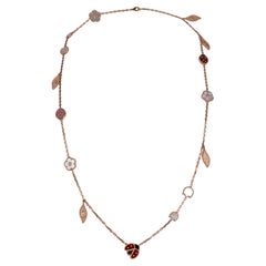 Lucky Spring long necklace, 15 motifs 18K rose gold, Carnelian