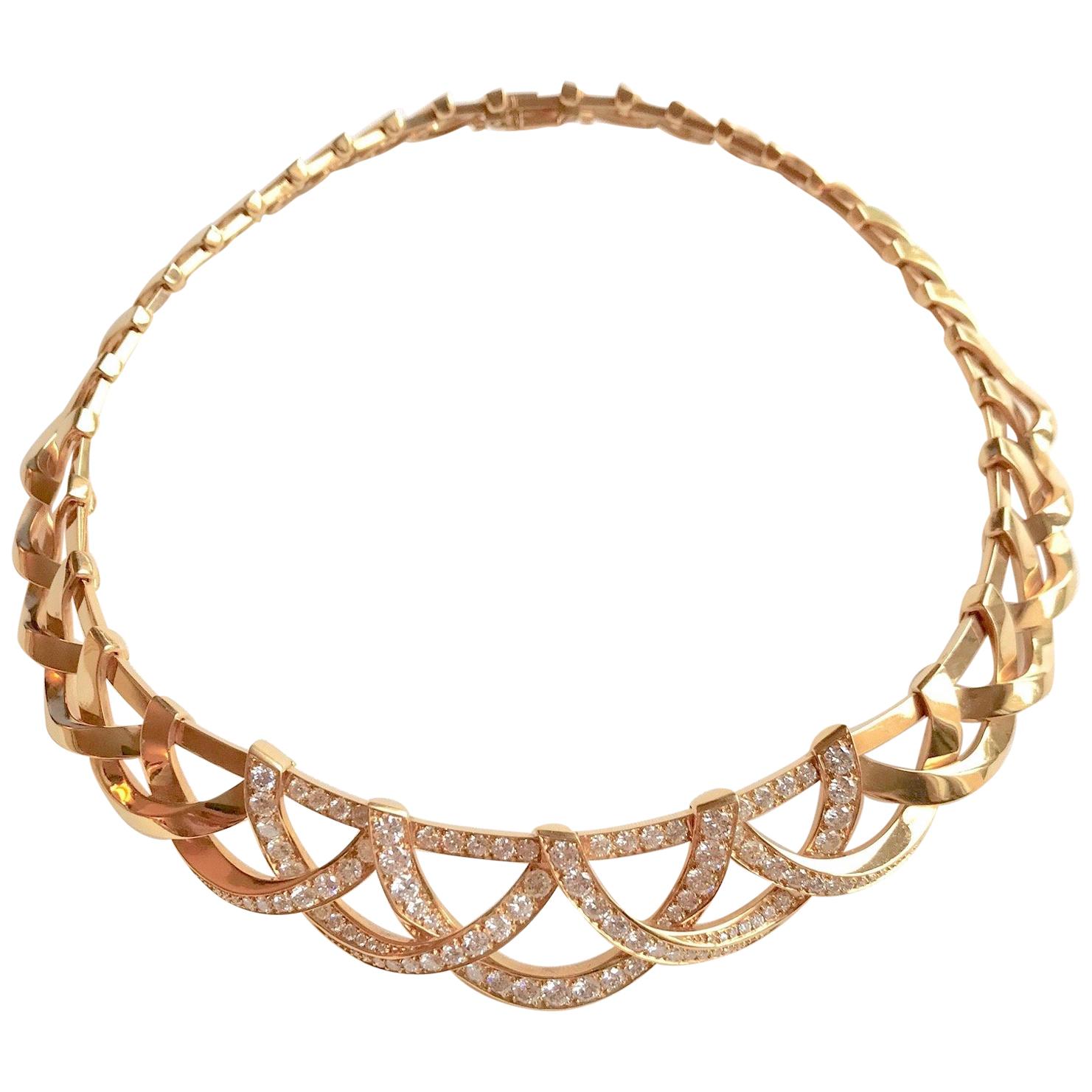 Collana Van Cleef & Arpels Semi-Rigida in oro 18 carati e diamanti