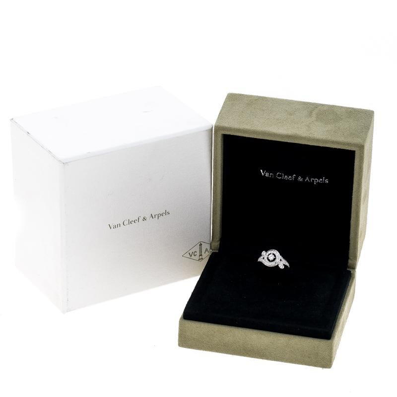 Van Cleef & Arpels Nid De Paradis Diamond & 18K White Gold Ring Size 50 2