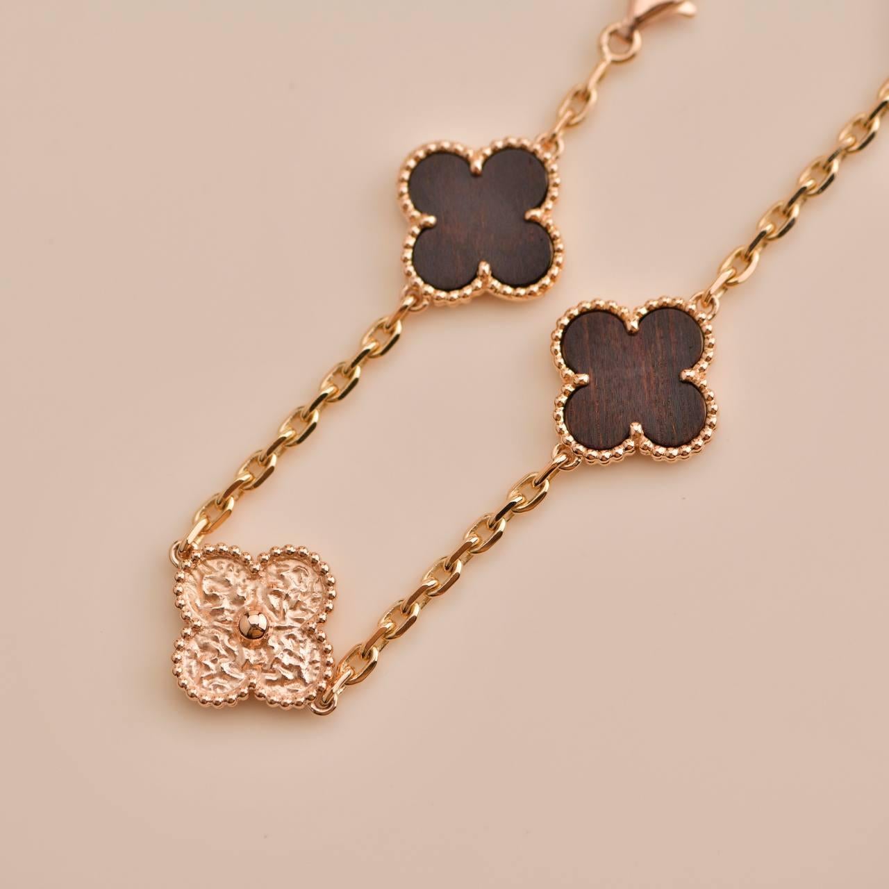 Van Cleef & Arpels Numbered Edition Bois D’amourette Rose Gold 20-Motif Necklace 2