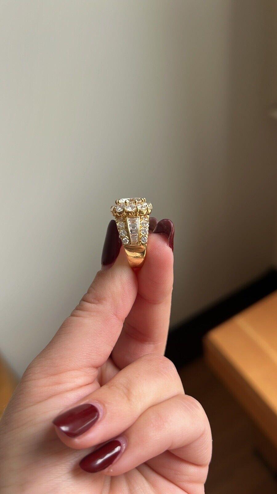 VAN CLEEF & ARPELS NY 18k Yellow Gold & 5.13 Carat Diamond Fleurette Ring 1987 2
