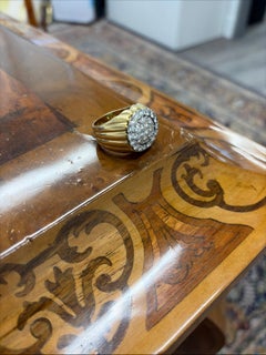VAN CLEEF & ARPELS NY 18k Yellow Gold & Diamond Tartelette Cocktail Ring 1960s