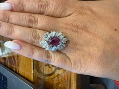 VAN CLEEF & ARPELS NY Platinum, Diamond & Pink Sapphire Cocktail Ring 1980s
