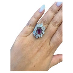VAN CLEEF & ARPELS NY Platin, Diamant und rosa Saphir Cocktailring 1980er