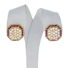 Van Cleef & Arpels Octagonal Shape Ruby and Diamond Earrings, 18K