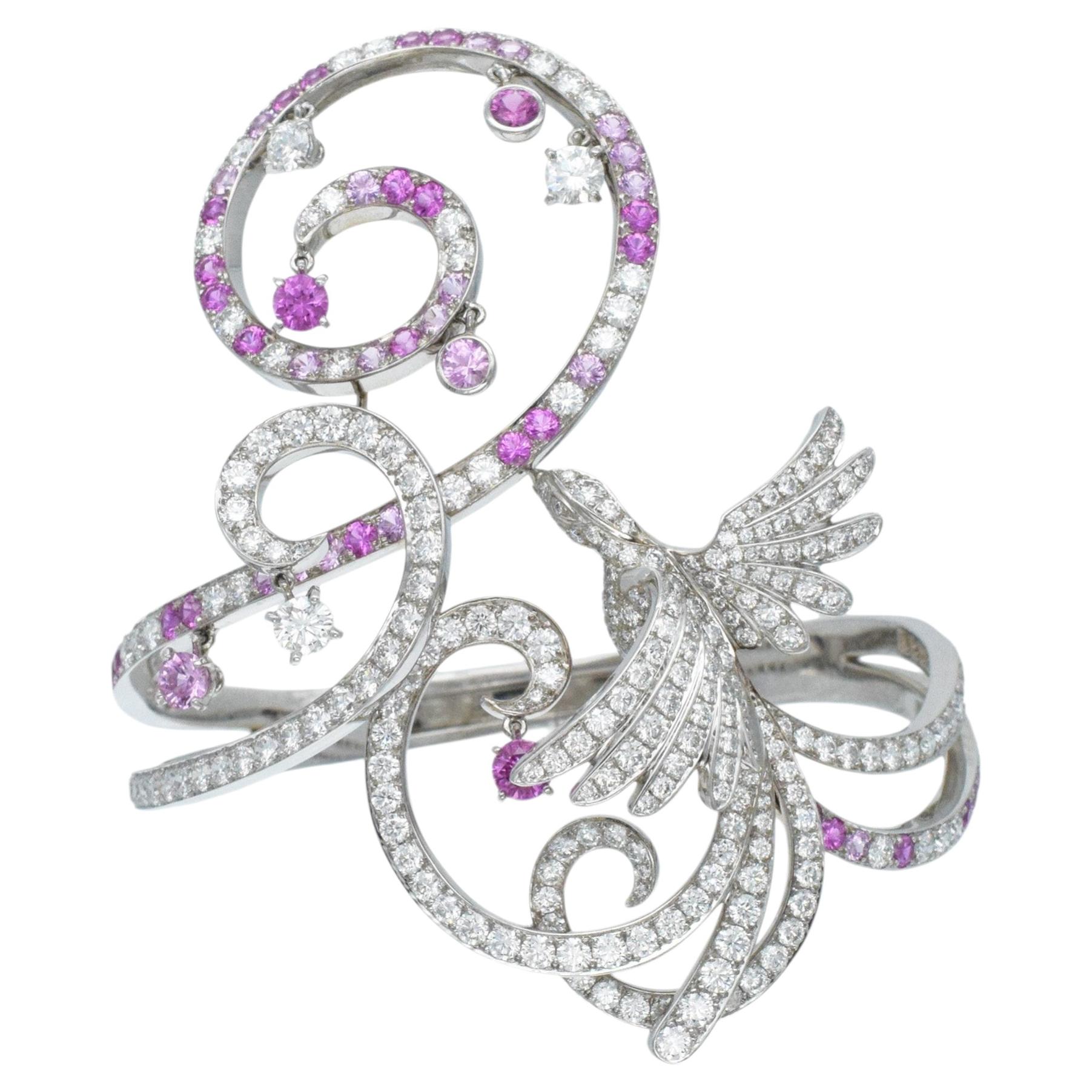 Van Cleef & Arpels 'Oiseaux De Paradis' Diamond And Pink Sapphire Bracelet