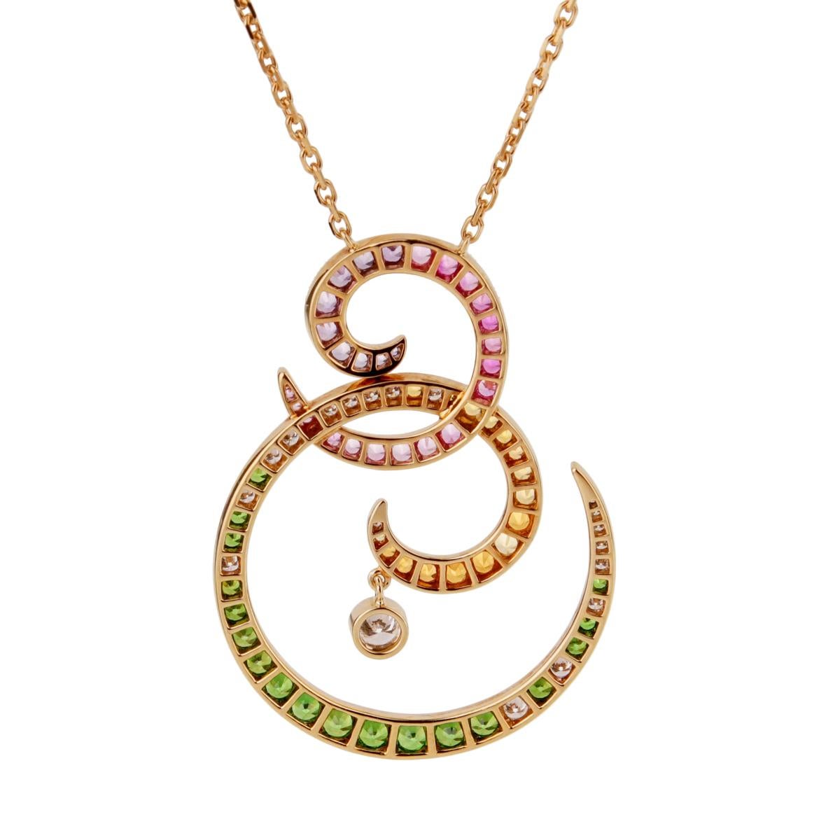 Van Cleef & Arpels Oiseaux De Paradis Sapphire Diamond Pendant Necklace In Excellent Condition In Feasterville, PA