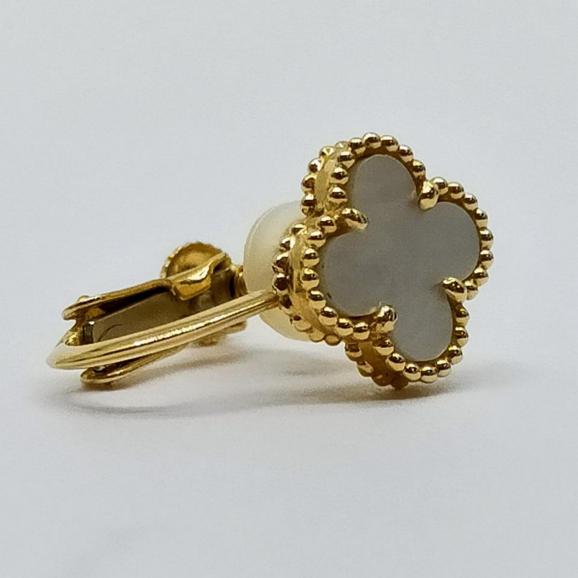 Van Cleef & Arpels One Single 18K Gold Sweet Alhambra Single Mother of Pearl Ear 6