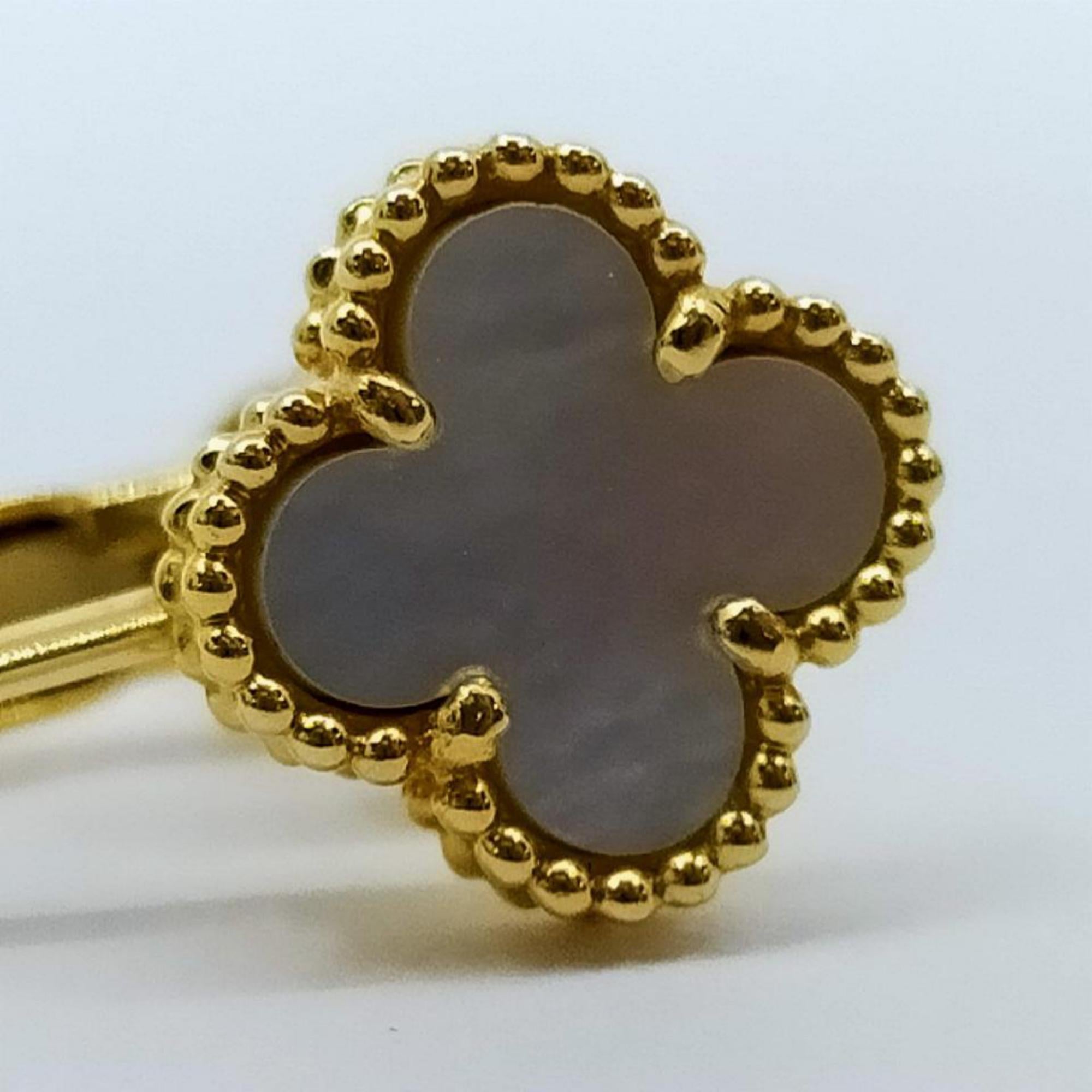 Van Cleef & Arpels One Single 18K Gold Sweet Alhambra Single Mother of Pearl Ear 4