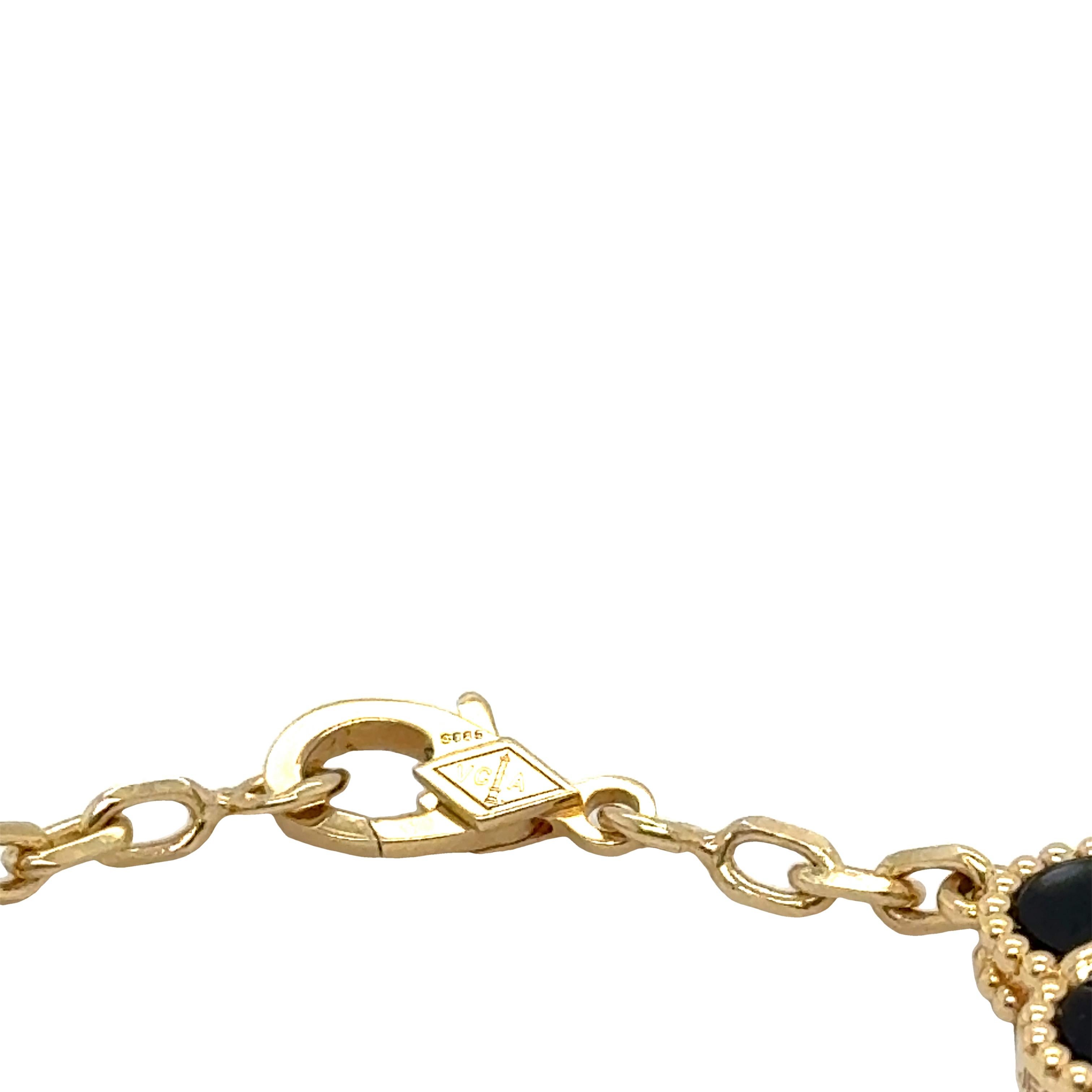 Mixed Cut Van Cleef & Arpels onyx Alhambra bracelet model number VCARA41300