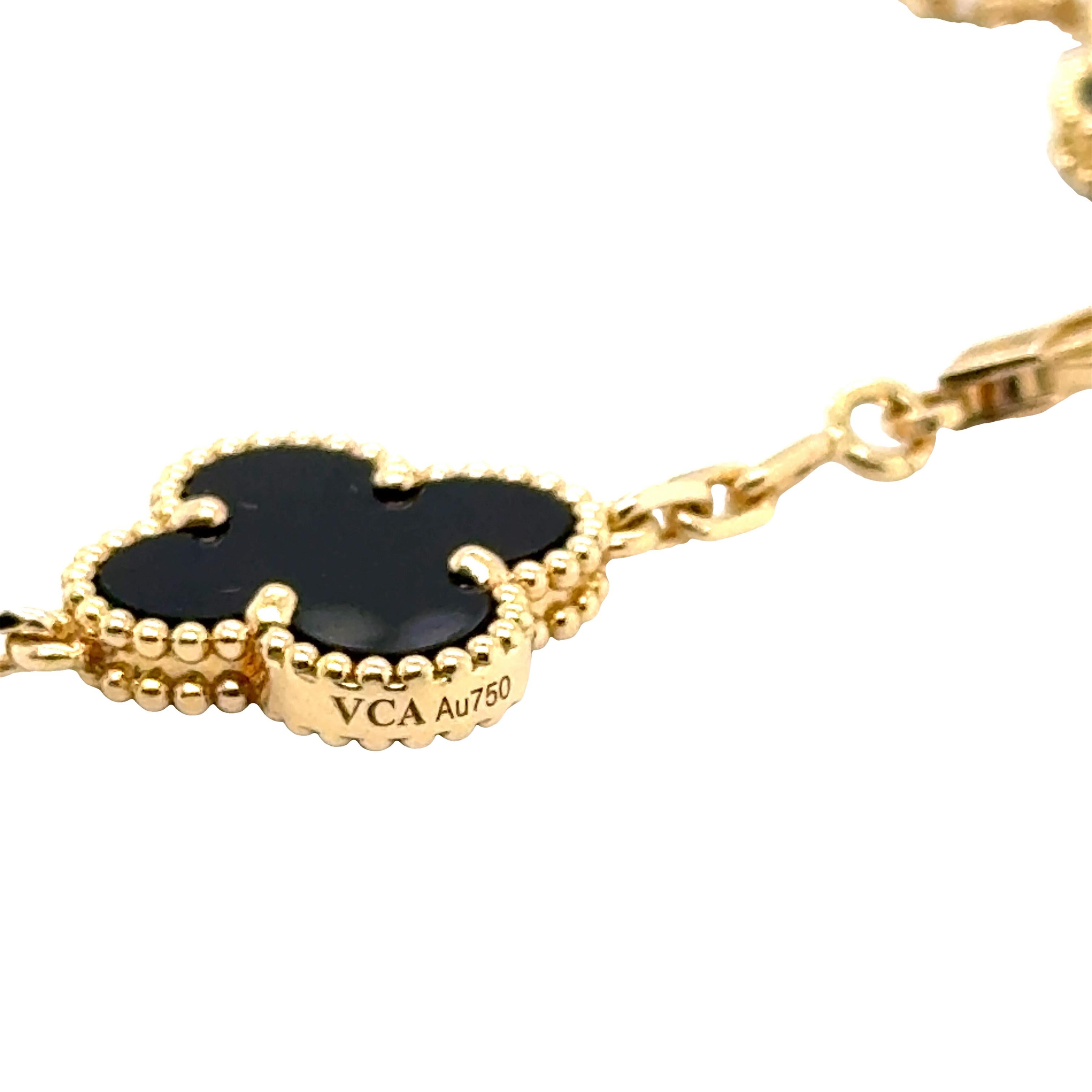 Van Cleef & Arpels onyx Alhambra bracelet model number VCARA41300 In Good Condition In Addlestone, GB