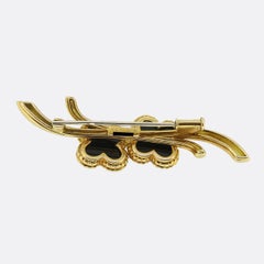 Van Cleef & Arpels Onyx Alhambra Brooch
