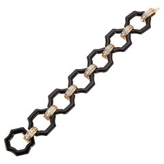 Van Cleef & Arpels Bracelet à maillons en onyx et diamants