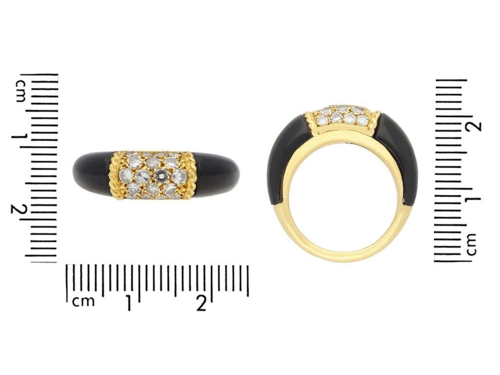 Van Cleef & Arpels Onyx- und Diamantring 'Philippine', französisch, um 1960 (Rundschliff) im Angebot