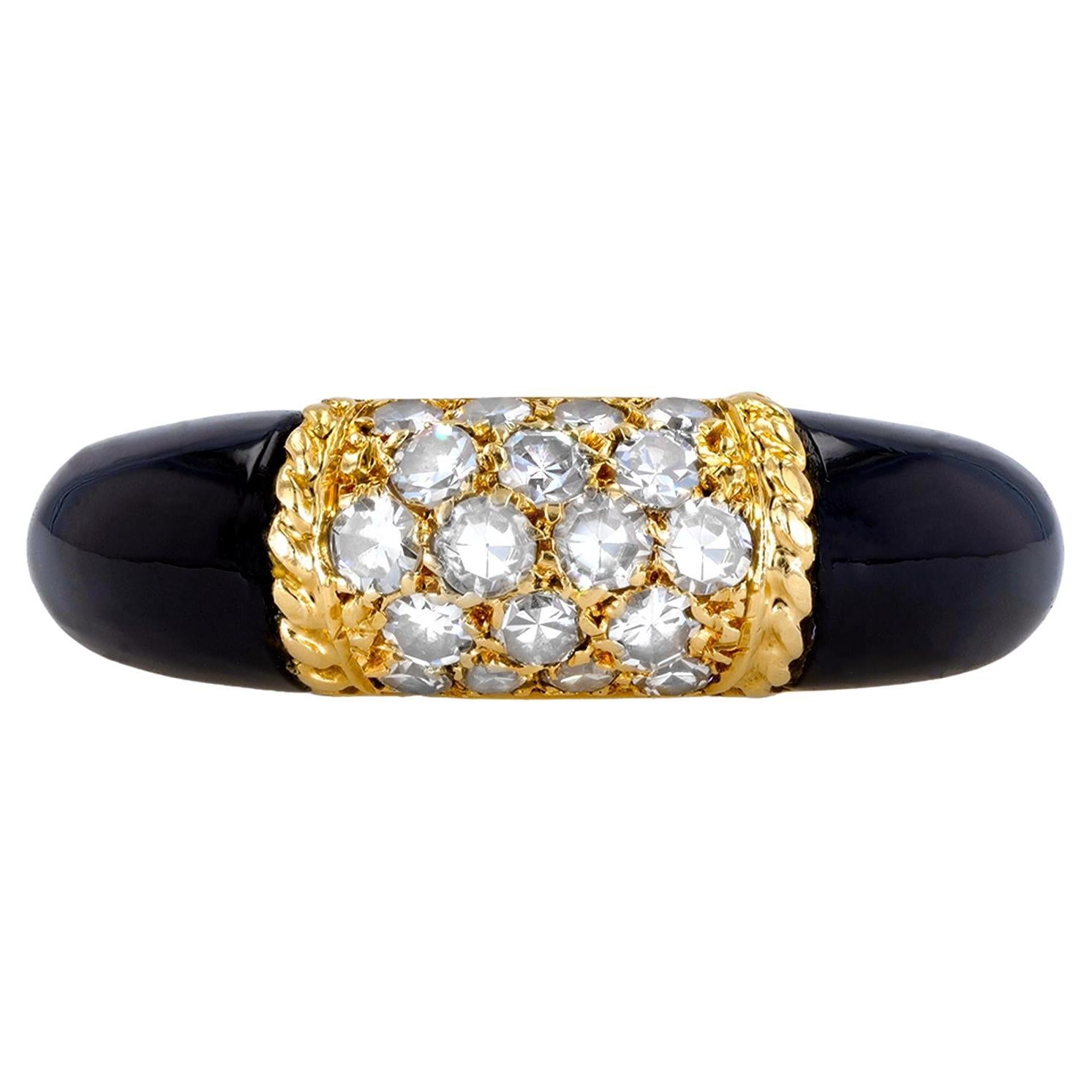 Van Cleef & Arpels Onyx and Diamond 'Philippine' Ring, French, circa 1960 For Sale