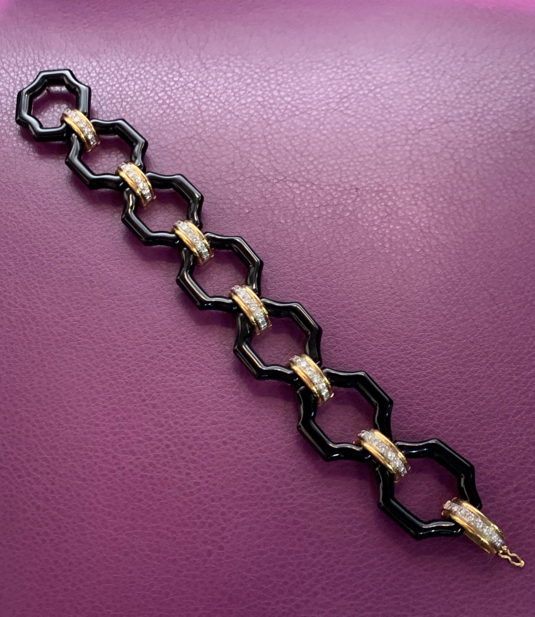 Van Cleef & Arpels Bracelet en onyx et diamants  Pour femmes en vente
