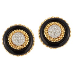Van Cleef & Arpels Onyx & Diamond Dome Earrings