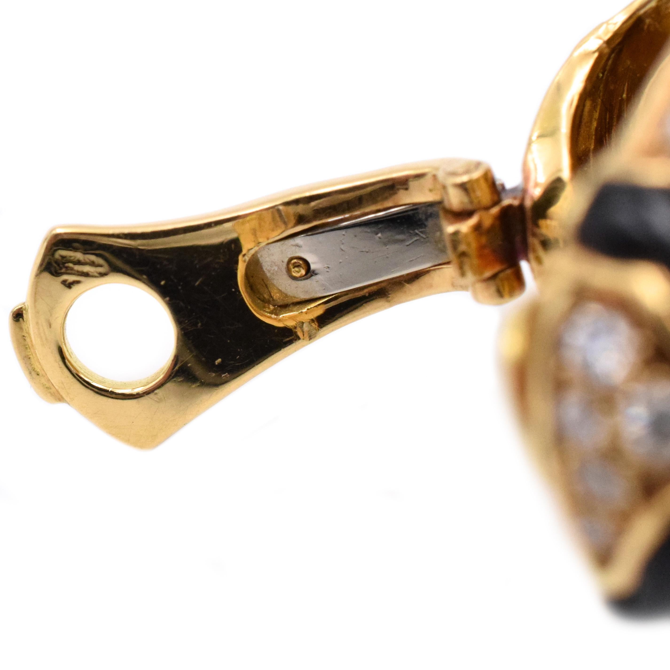 Women's Van Cleef & Arpels Onyx Diamond Gold Earrings For Sale