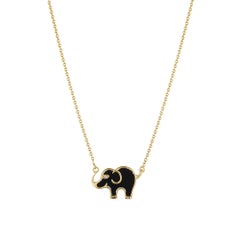 Van Cleef & Arpels Onyx Diamond Gold Modernist Elephant Pedant Necklace