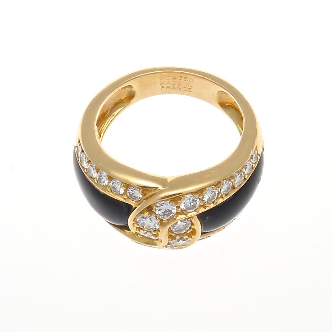 Van Cleef & Arpels Onyx Diamond Gold Ring In Excellent Condition In Beverly Hills, CA