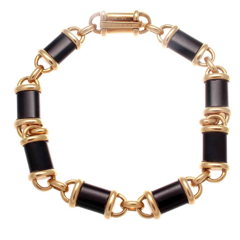 Van Cleef and Arpels Onyx Gold Bracelet For Sale at 1stDibs