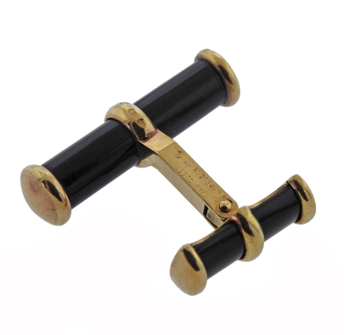 Women's or Men's Van Cleef & Arpels Onyx Gold Cufflinks